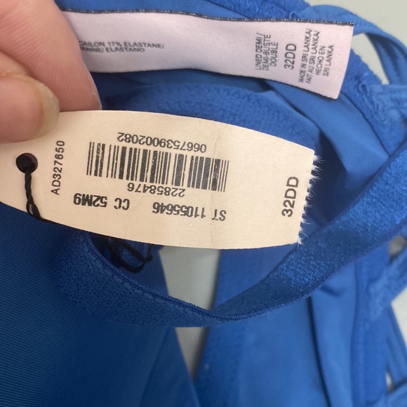 NWT Victoria Secret Blue Lined Demi Front Closure Bra With Criss Cross Back 32DD - Picture 11 of 11